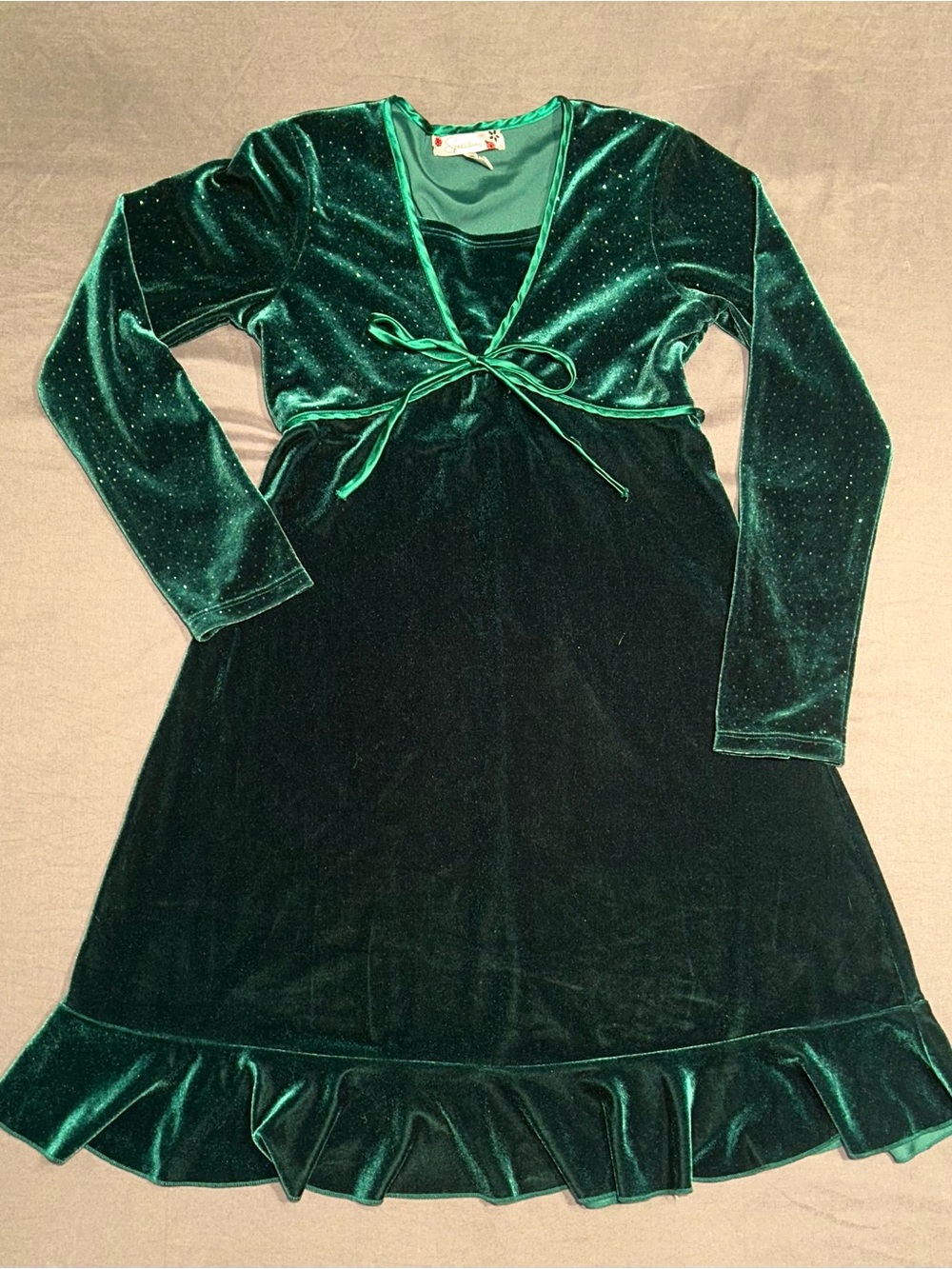 Speechless Girls Emerald Green Velvet Sparkle Holiday Dress